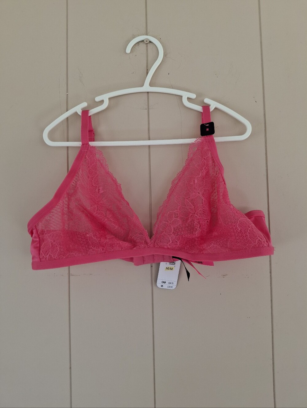La SENZA Medium Hot Pink Lace Unlined Bralette NWT